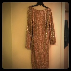 Long sleeve gold sequin dress